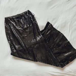 Anthropologie Black Sequin Maxi Mermaid Skirt